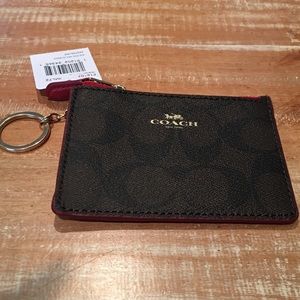 Coach Mini Skinny ID Case in Signature & True Red